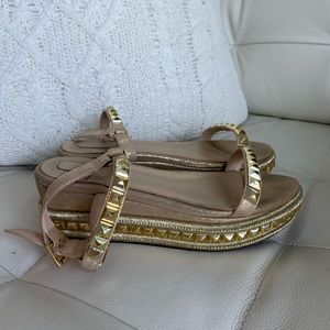 Gold christian louboutin sandals